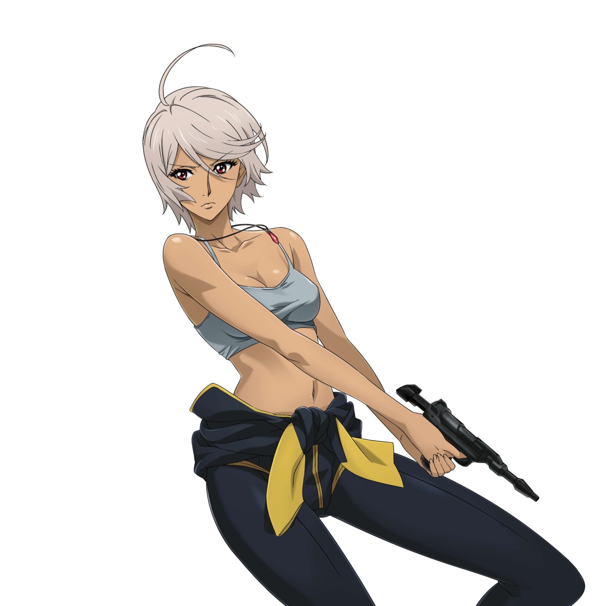 cleavage, gun, jpeg_artifacts, uchuu_senkan_yamato, uchuu_senkan_yamato_2199, yamamoto_akira