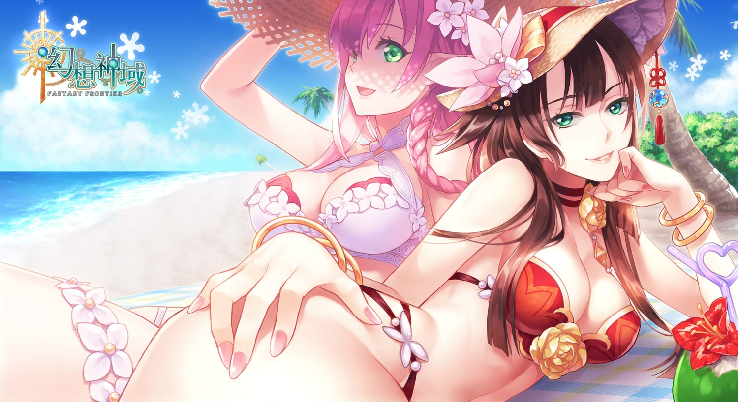 bikini, cleavage, demmy, fantasy_frontier, swimsuits, wallpaper