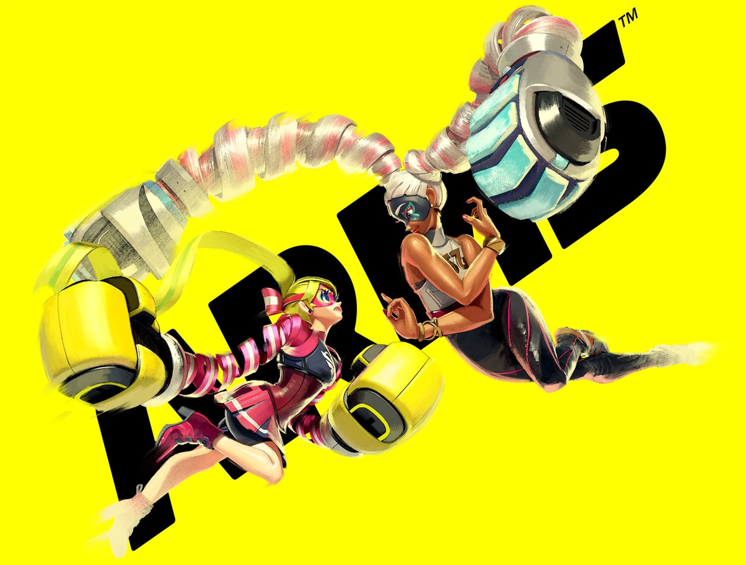 arms, bike_shorts, heels, nintendo, ribbon_girl, twintelle_(arms), weapon