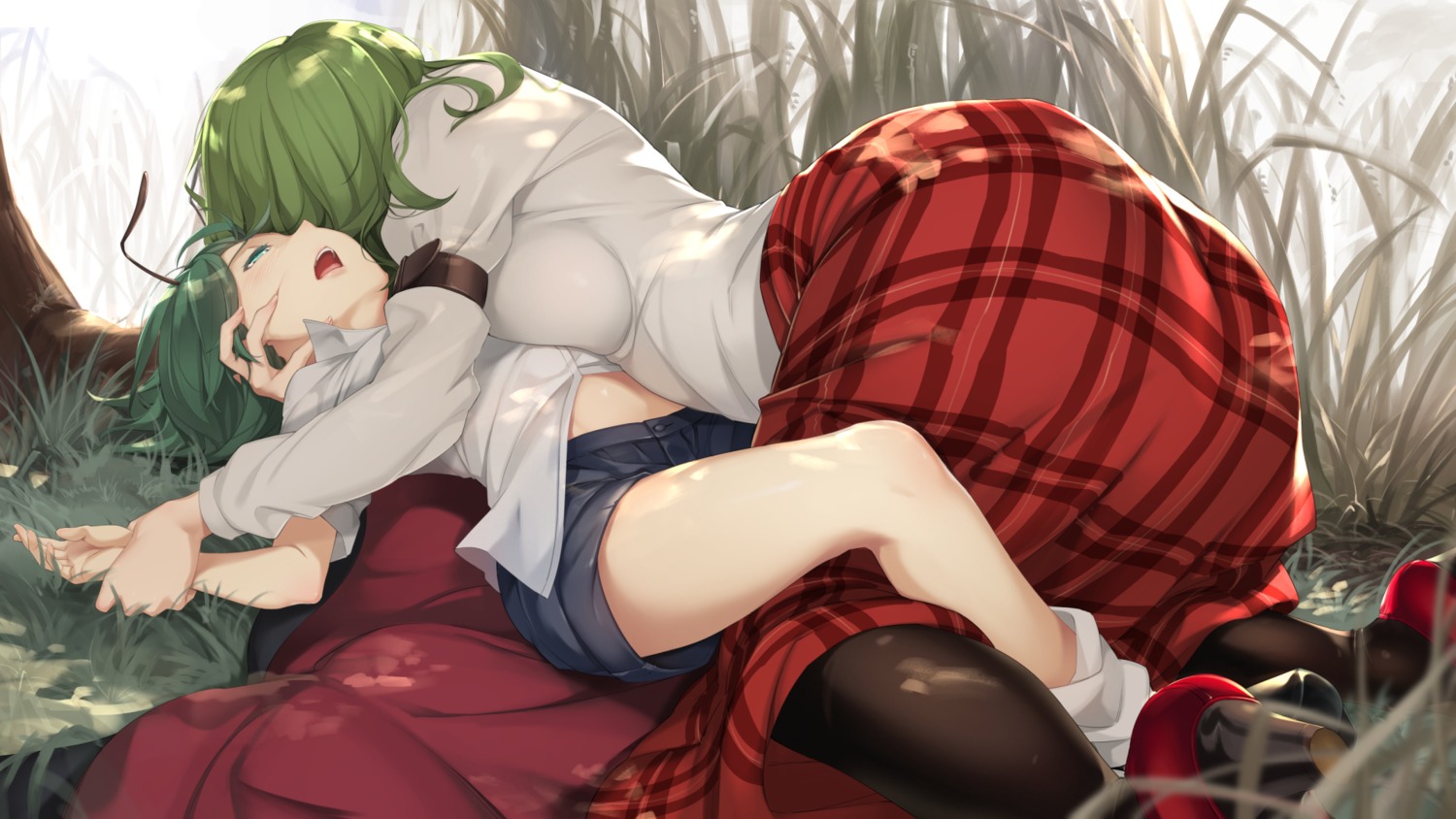 asu_tora, heels, kazami_yuuka, pantyhose, touhou, wriggle_nightbug, yuri