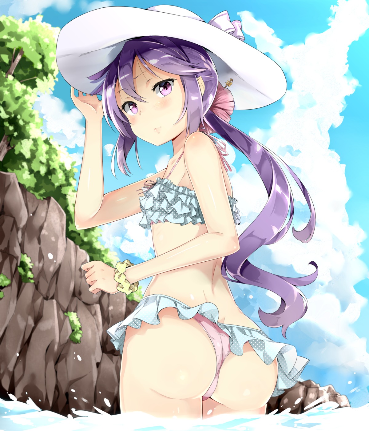 akebono_(kancolle), ass, bikini, kantai_collection, mishin_(mbmnk), swimsuits, wet