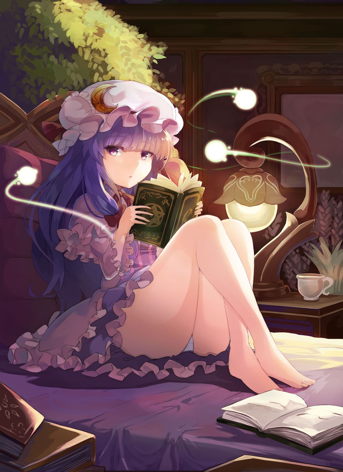 compression_artifacts, feet, pantsu, patchouli_knowledge, rin_falcon, touhou