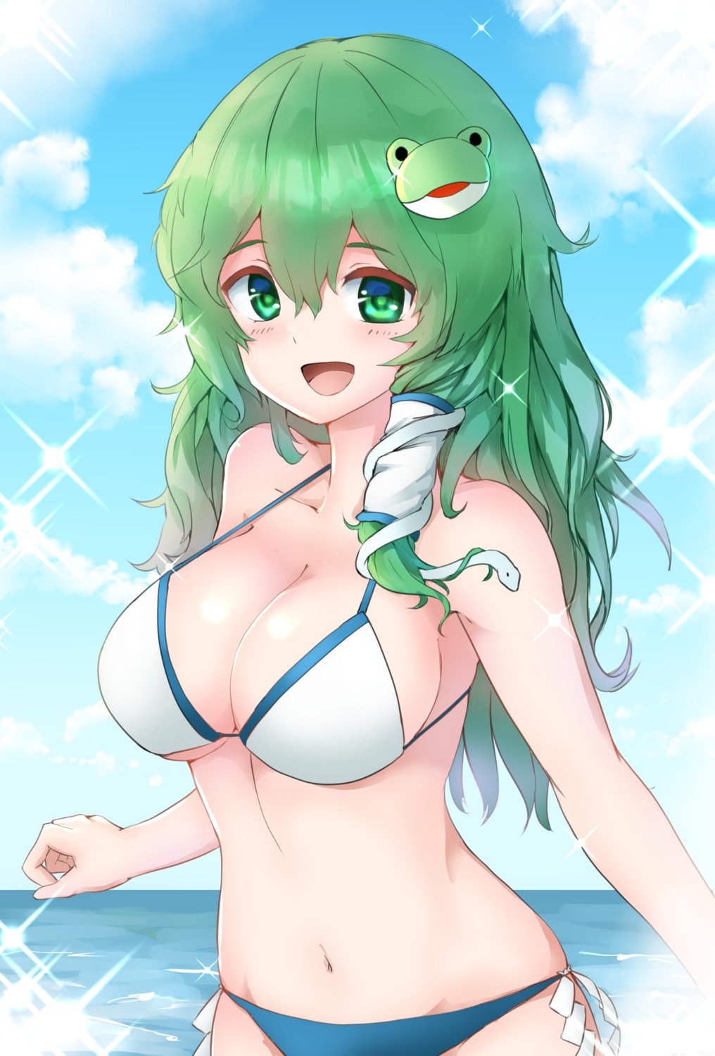bikini, cleavage, kochiya_sanae, kushidama_minaka, swimsuits, touhou