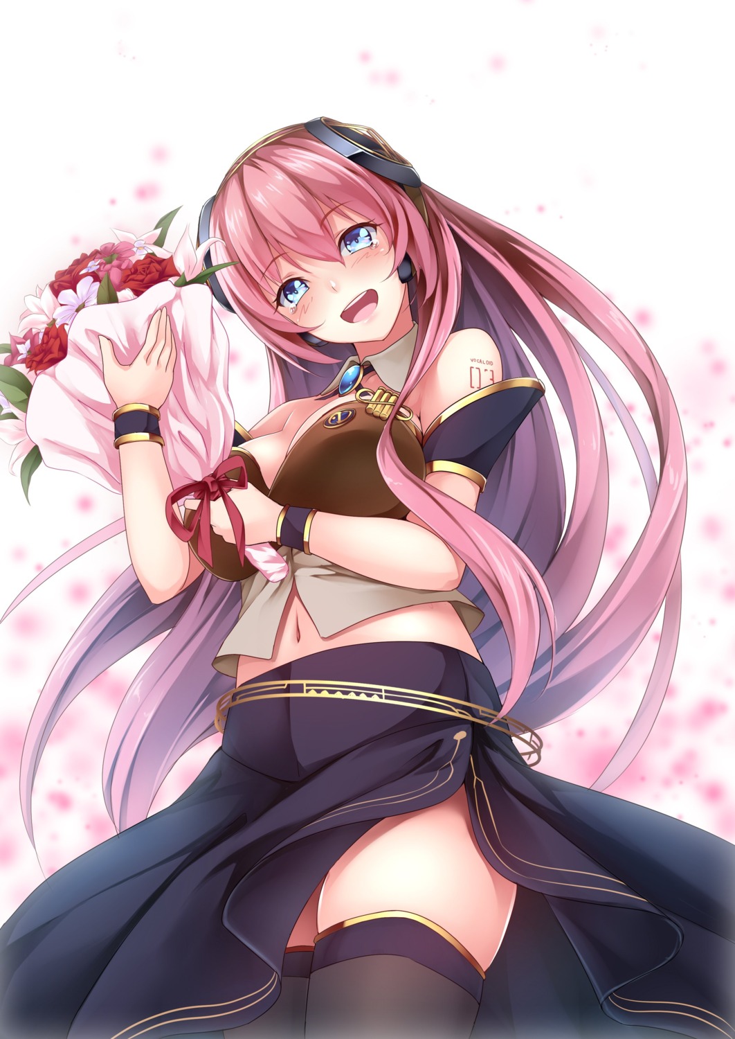 bit, cleavage, megurine_luka, tattoo, thighhighs, vocaloid