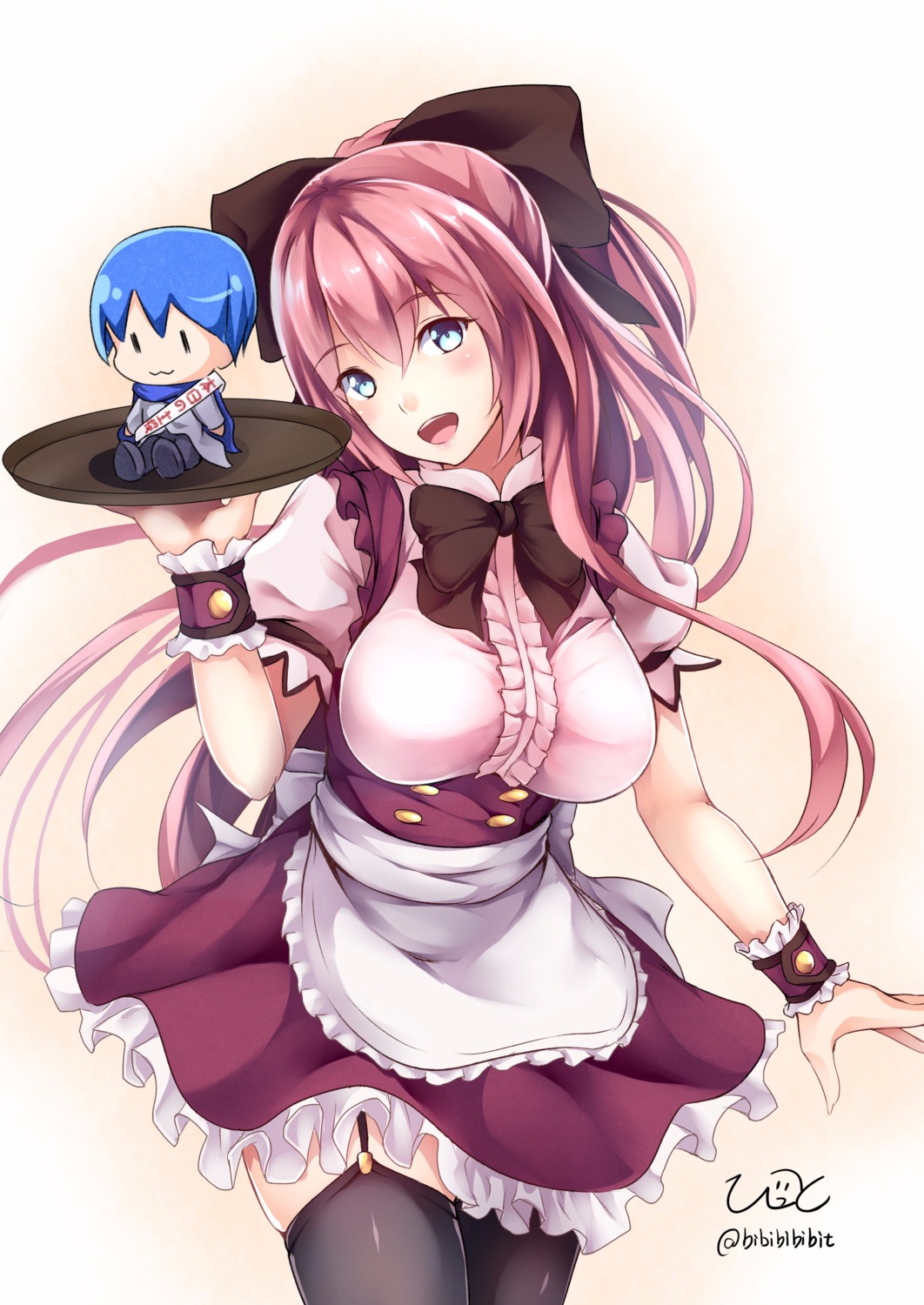 bit, megurine_luka, stockings, thighhighs, vocaloid, waitress