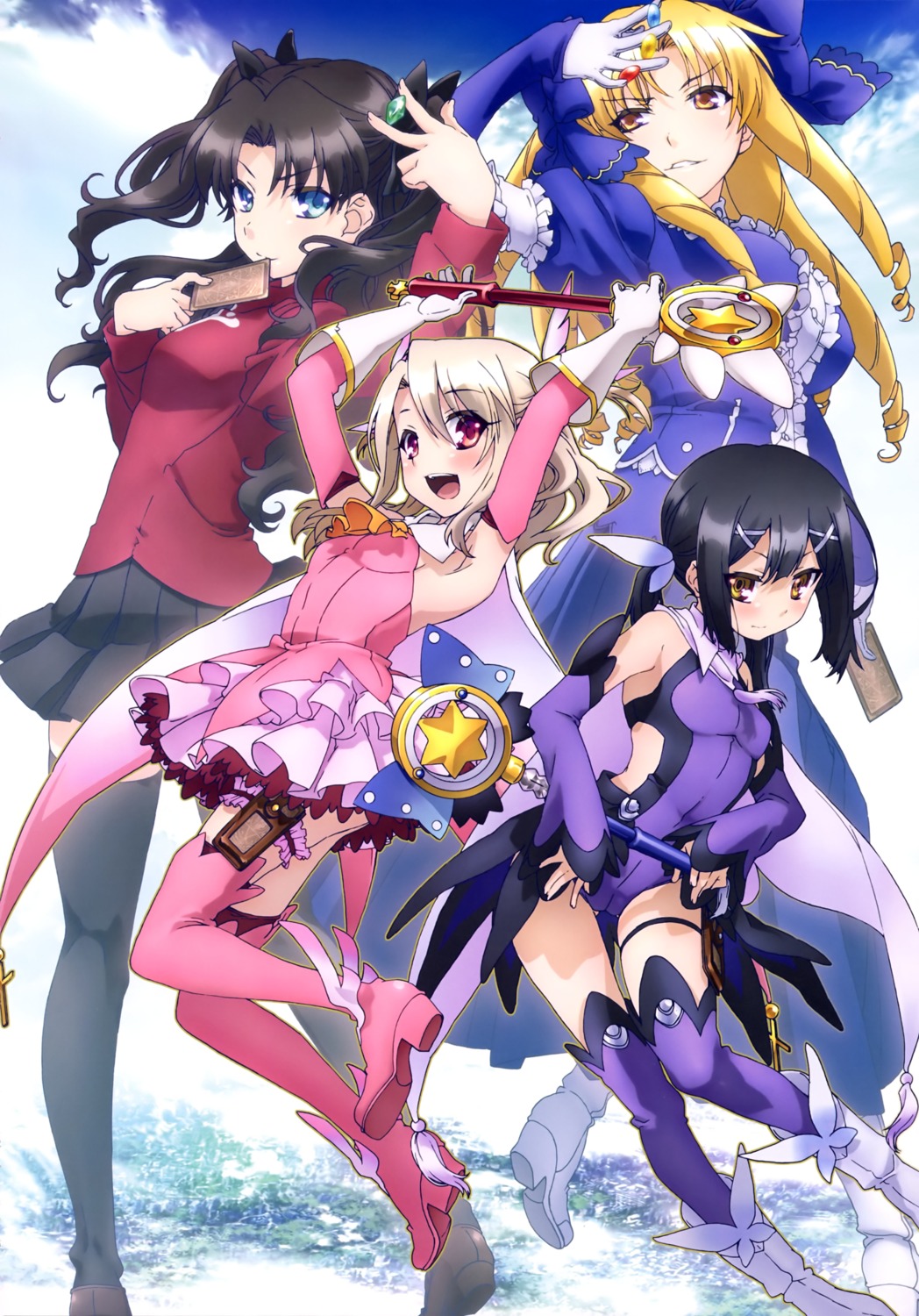 fate/kaleid_liner_prisma_illya, fate/stay_night, garter, heels, illyasviel_von_einzbern, luviagelita_edelfelt, miyu_edelfelt, thighhighs