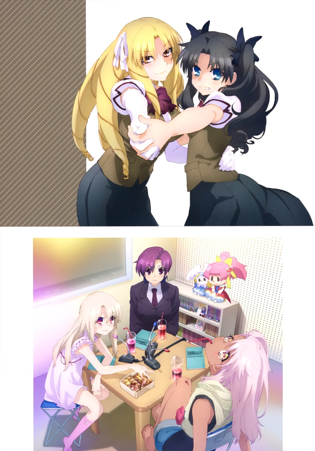 bazett_fraga_mcremitz, chloe_von_einzbern, dress, fate/kaleid_liner_prisma_illya, fate/stay_night, illyasviel_von_einzbern, luviagelita_edelfelt, seifuku