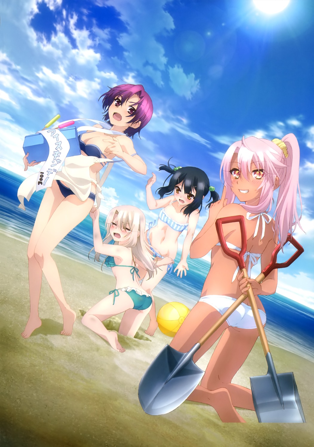 ass, bazett_fraga_mcremitz, bikini, chloe_von_einzbern, cleavage, fate/kaleid_liner_prisma_illya, fate/stay_night, illyasviel_von_einzbern