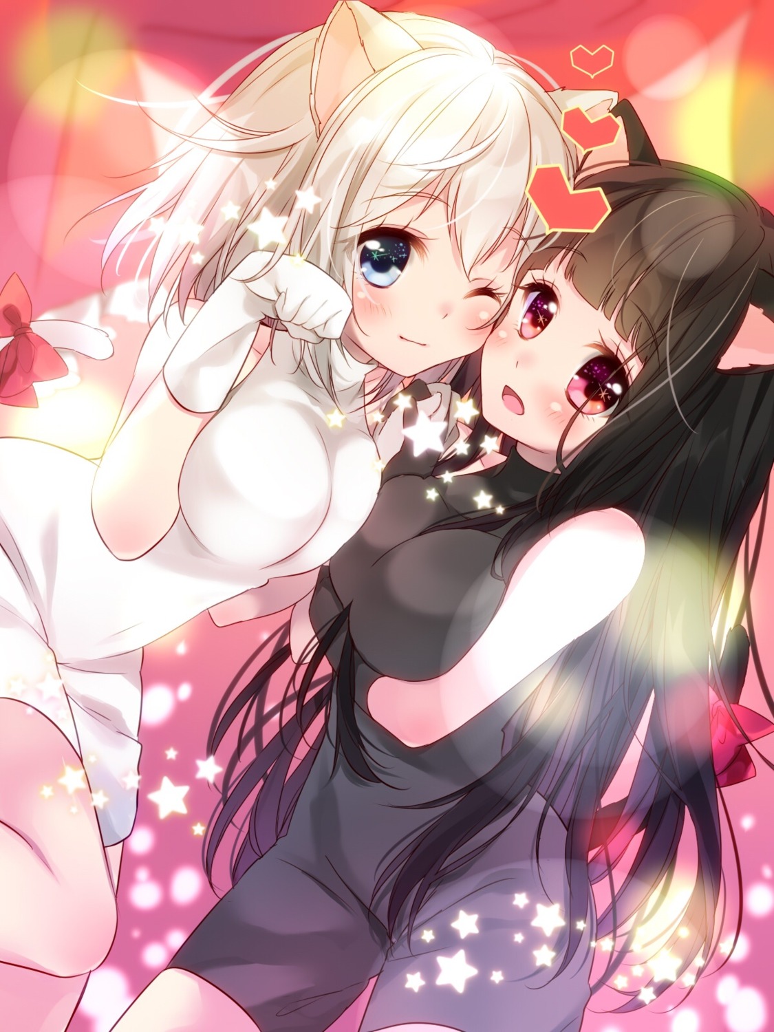 ameno_usari, animal_ears, breast_hold, hinamori_mayuri, nekomimi, symmetrical_docking, tail