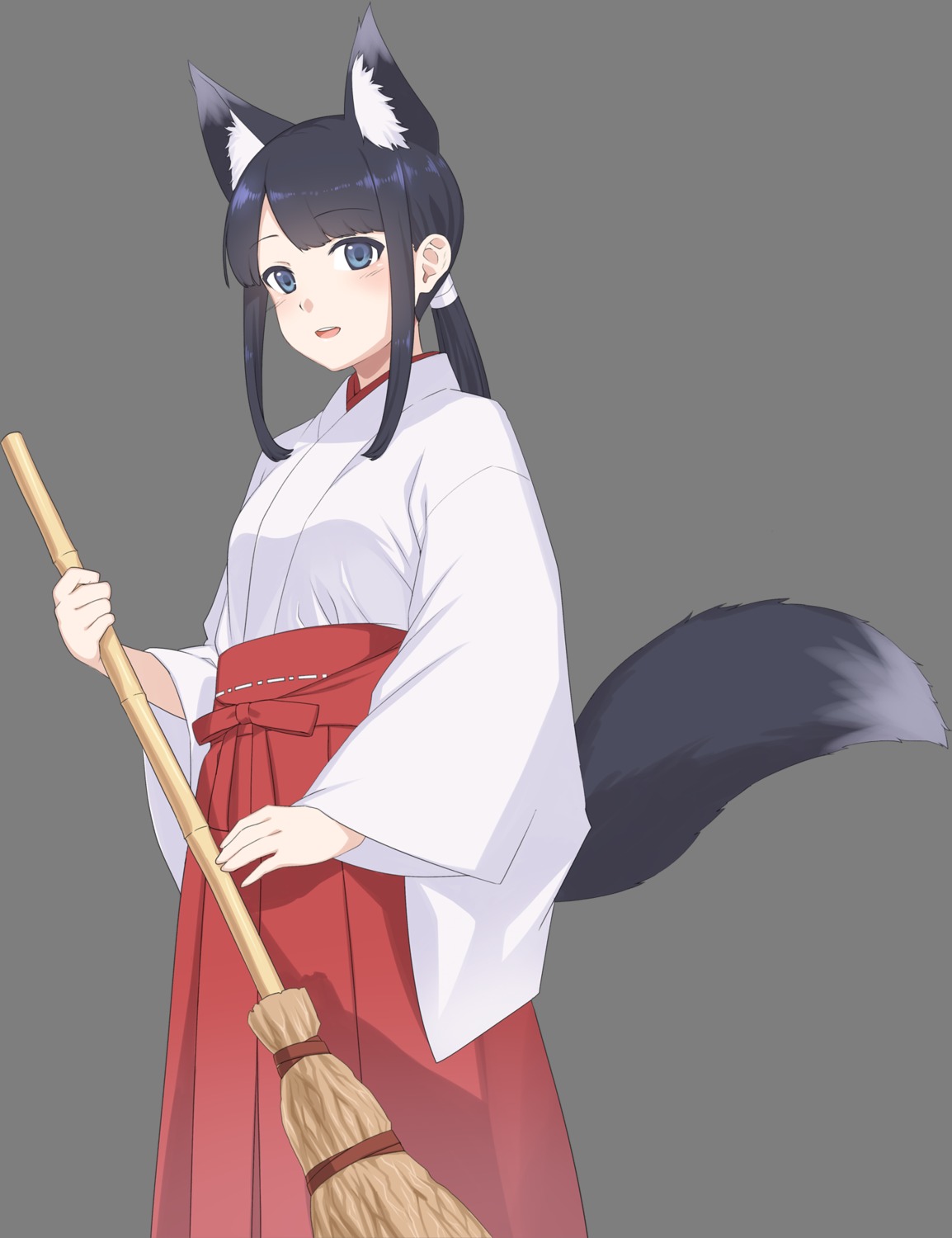 animal_ears, miko, tail, transparent_png, yagi_(ningen)