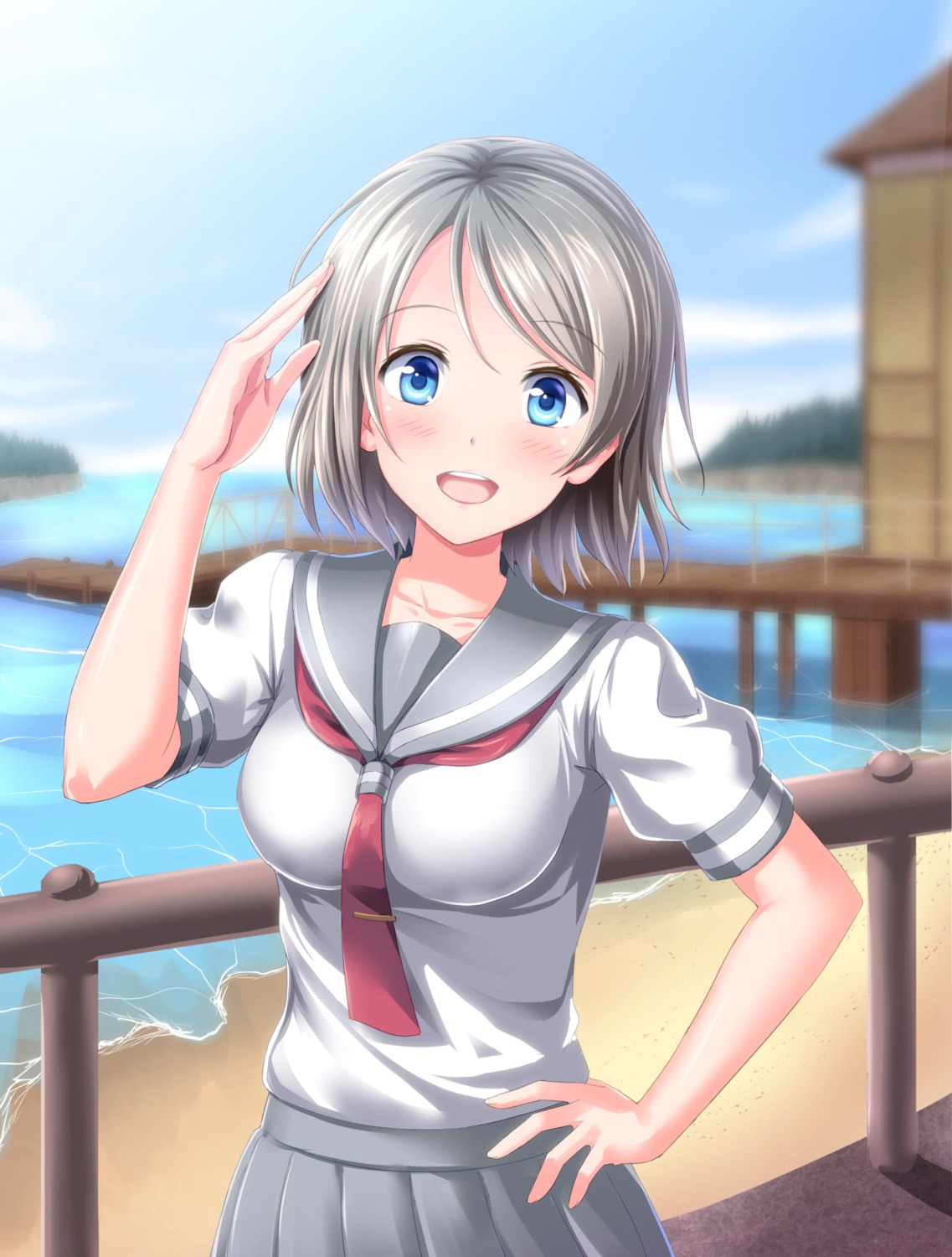 kyamu, love_live!_(series), love_live!_sunshine!!, seifuku, watanabe_you