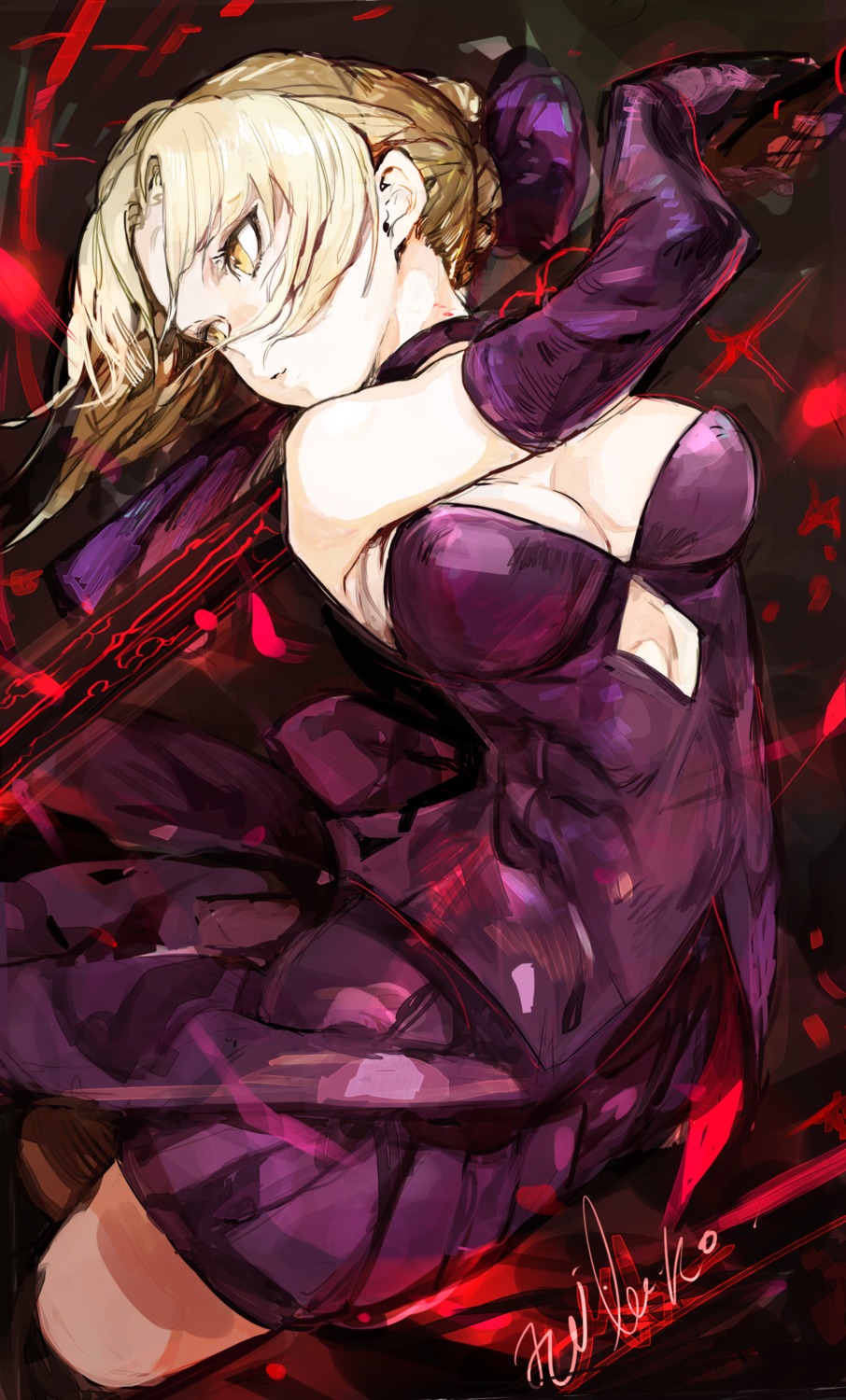 artoria_pendragon_(fate), artoria_pendragon_alter_(fate), cleavage, dress, fate/grand_order, fate/stay_night, hiranko, sword