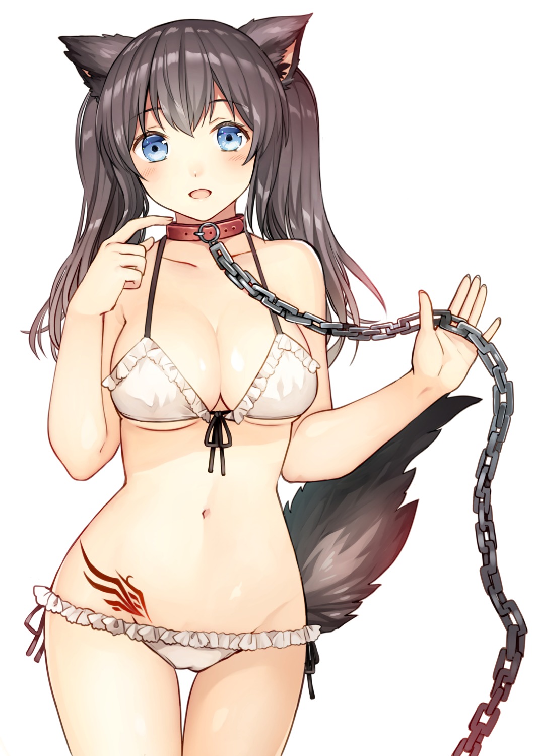 animal_ears, bikini, clarinet_(natsumi3230), cleavage, swimsuits, tail, tattoo, underboob