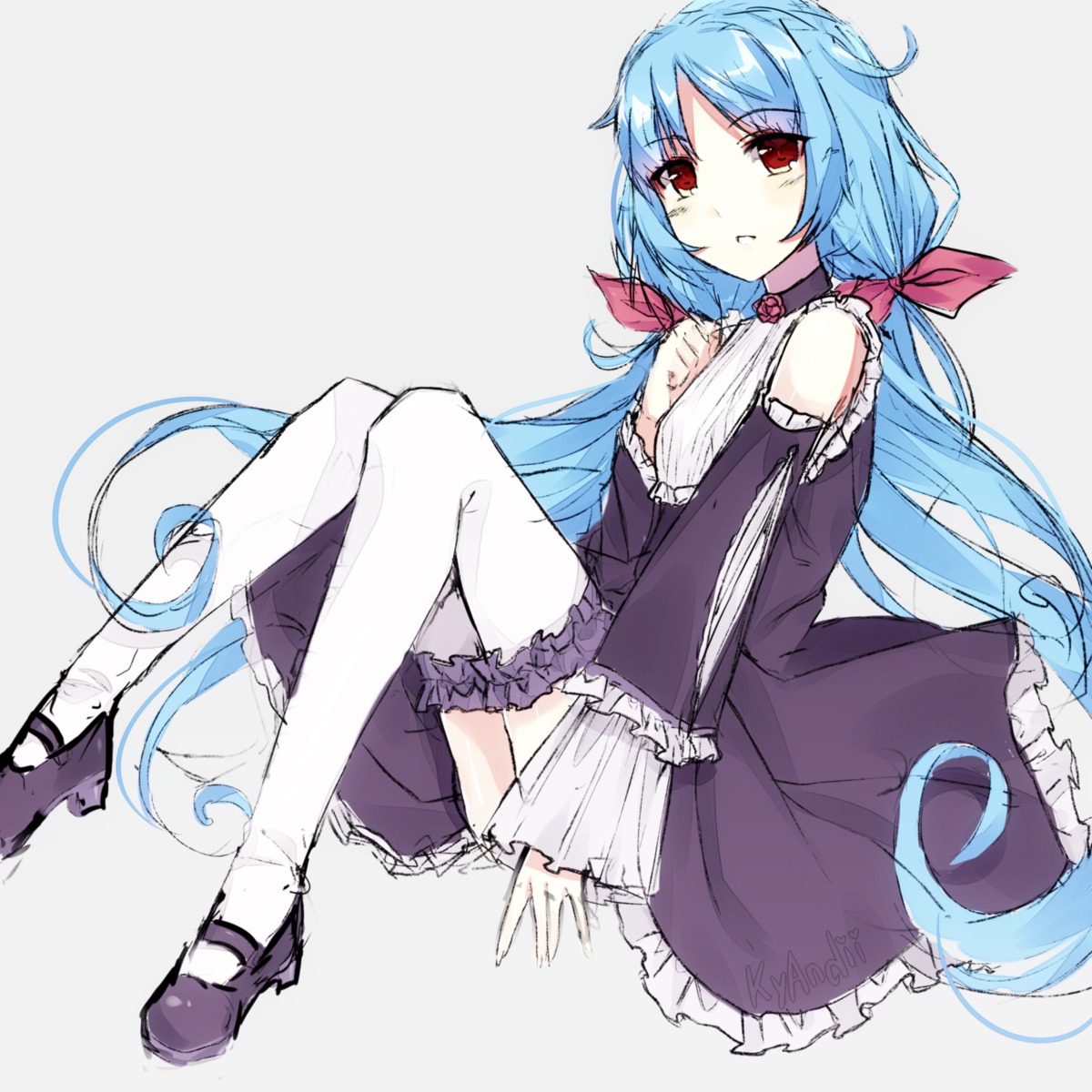 dress, kyandii, stockings, thighhighs