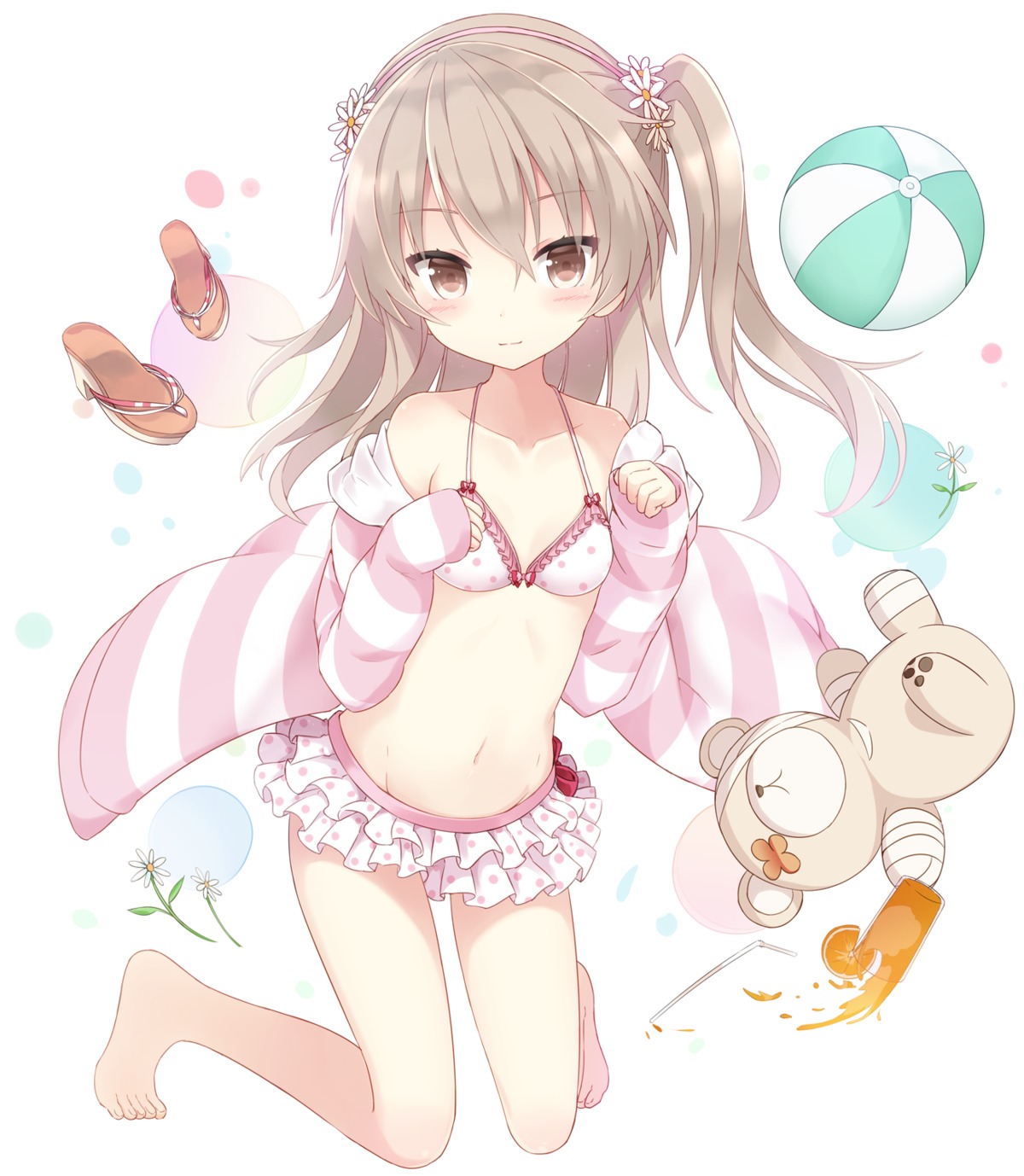 bandages, bikini, girls_und_panzer, open_shirt, shimada_arisu, shuuichi_(gothics), swimsuits