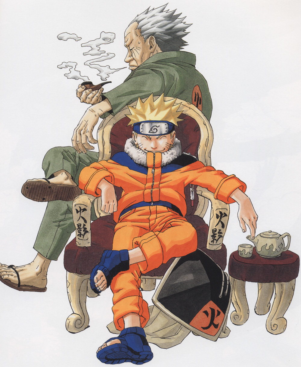 kishimoto_masashi, male, naruto, sarutobi_hiruzen, uzumaki_naruto