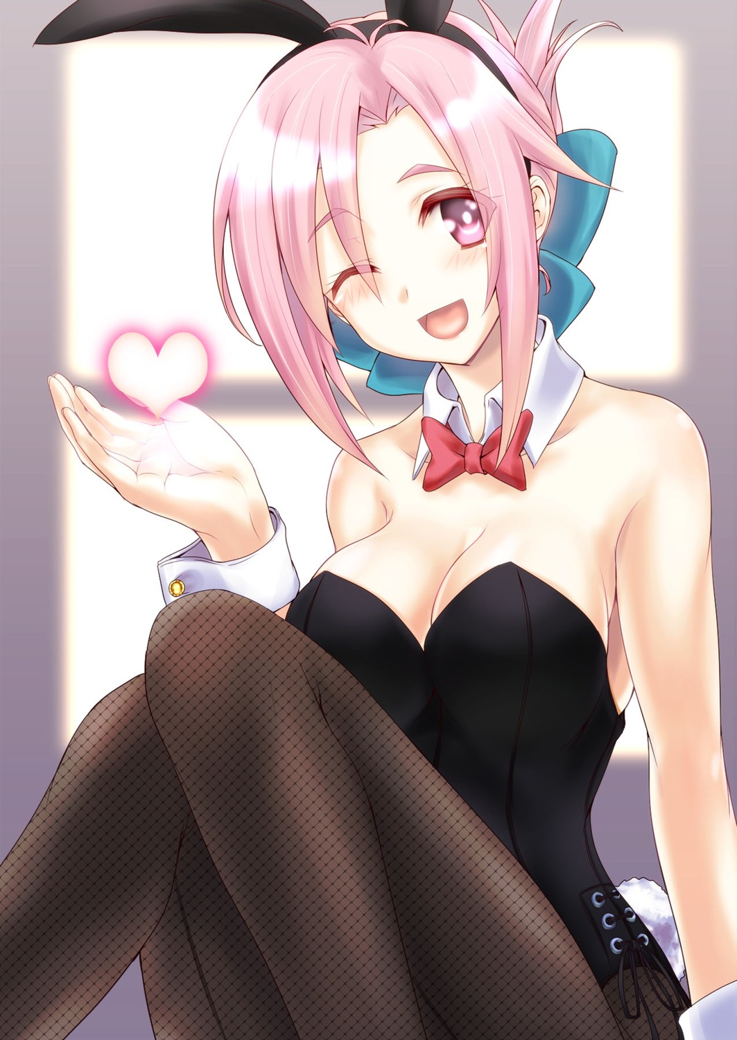 amatsuka_megumi, animal_ears, bunny_ears, bunny_girl, cleavage, fishnets, gj_bu, pantyhose, silve, tail