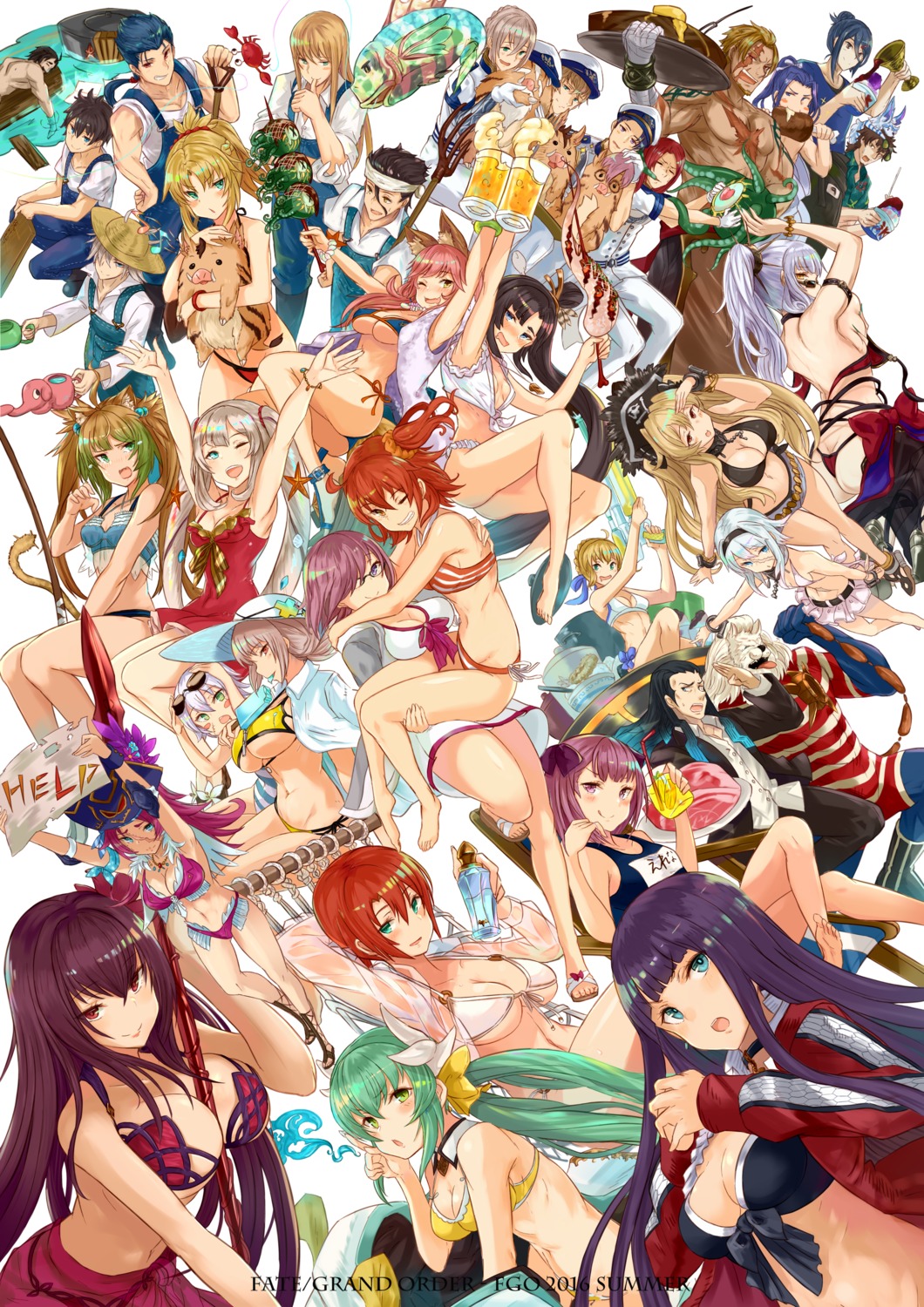 animal_ears, anne_bonny_(fate/grand_order), artoria_pendragon_(fate), atalanta_(fate), bandages, bedivere_(fate), beowulf_(fate/grand_order), bikini, boudica_(fate), carmilla_(fate/grand_order), cath_palug_(fate), cleavage, cu_chulainn_(fate), diarmuid_ua_duibhne_(fate), dress, edward_teach_(fate/grand_order), fate/grand_order, fionn_mac_cumhaill_(fate/grand_order), florence_nightingale_(fate), fujimaru_ritsuka_(female), fujimaru_ritsuka_(male), gawain_(fate), gun, hector_(fate/grand_order), helena_blavatsky_(fate), horns, jack_the_ripper, kiyohime_(fate), lancelot_(fate), marie_antoinette_(fate), mary_read_(fate/grand_order), mash_kyrielight, megane, mordred_(fate), nikola_tesla_(fate/grand_order), open_shirt, overalls, rider_(fate/extra), saint_martha, sasaki_kojirou_(fate), scathach_(fate), school_swimsuit, see_through, siegfried_(fate), swimsuits, tail, tamamo_no_mae, thomas_edison_(fate/grand_order), tristan_(fate), underboob, ushiwakamaru_(fate), von_hohenheim_paracelsus_(fate/grand_order), weapon, yatsuka_(846)