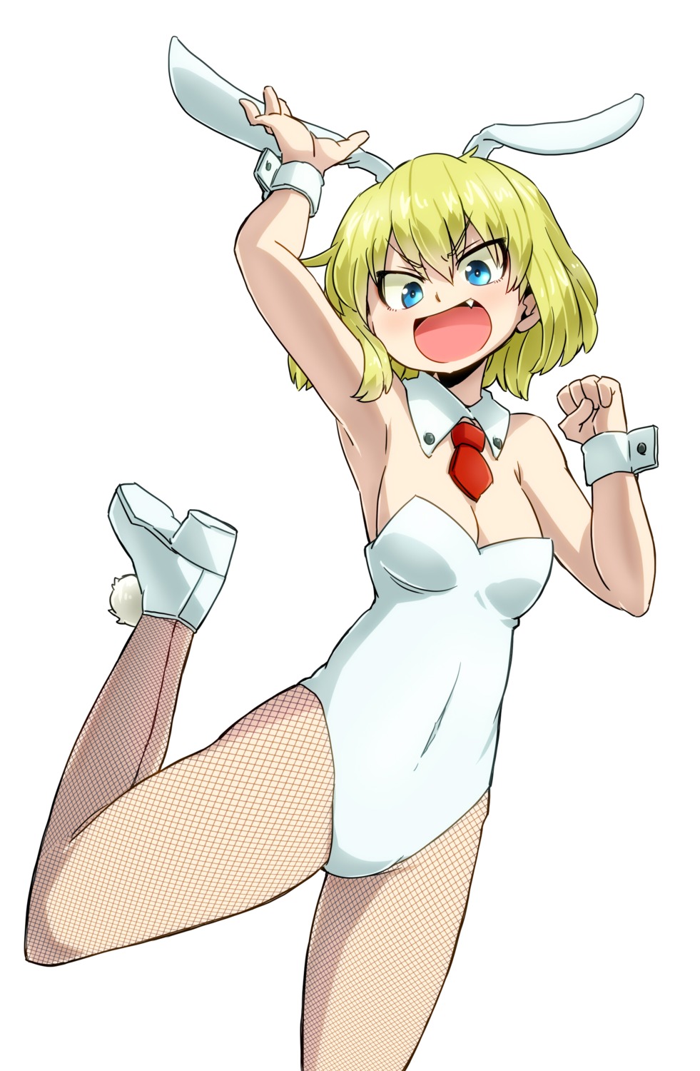 animal_ears, aono3, bunny_ears, bunny_girl, cleavage, fishnets, girls_und_panzer, heels
