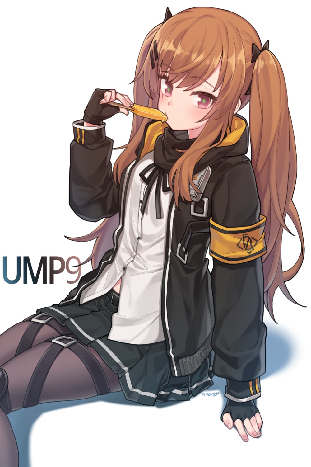 funako_(newggo), girls_frontline, gun, pantyhose, seifuku, ump9_(girls_frontline)