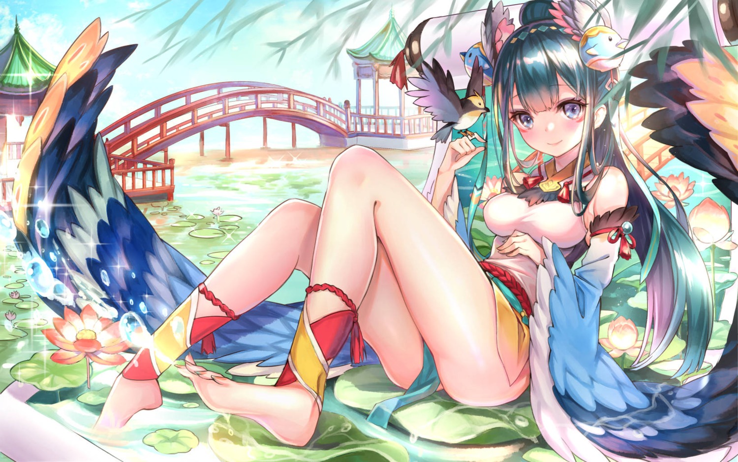 feet, kacho_fugetsu_(onmyouji), onmyouji, pierorabu, wet