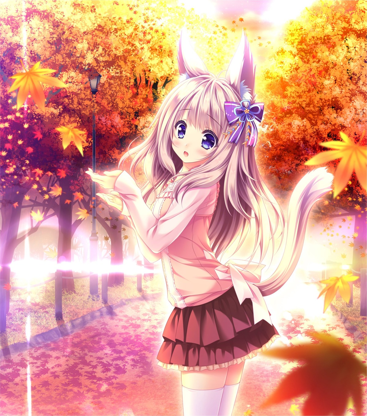 animal_ears, game_cg, kinari_momiji, lump_of_sugar, moekibara_fumitake, tail, thighhighs, yorite_konoha_wa_kurenai_ni