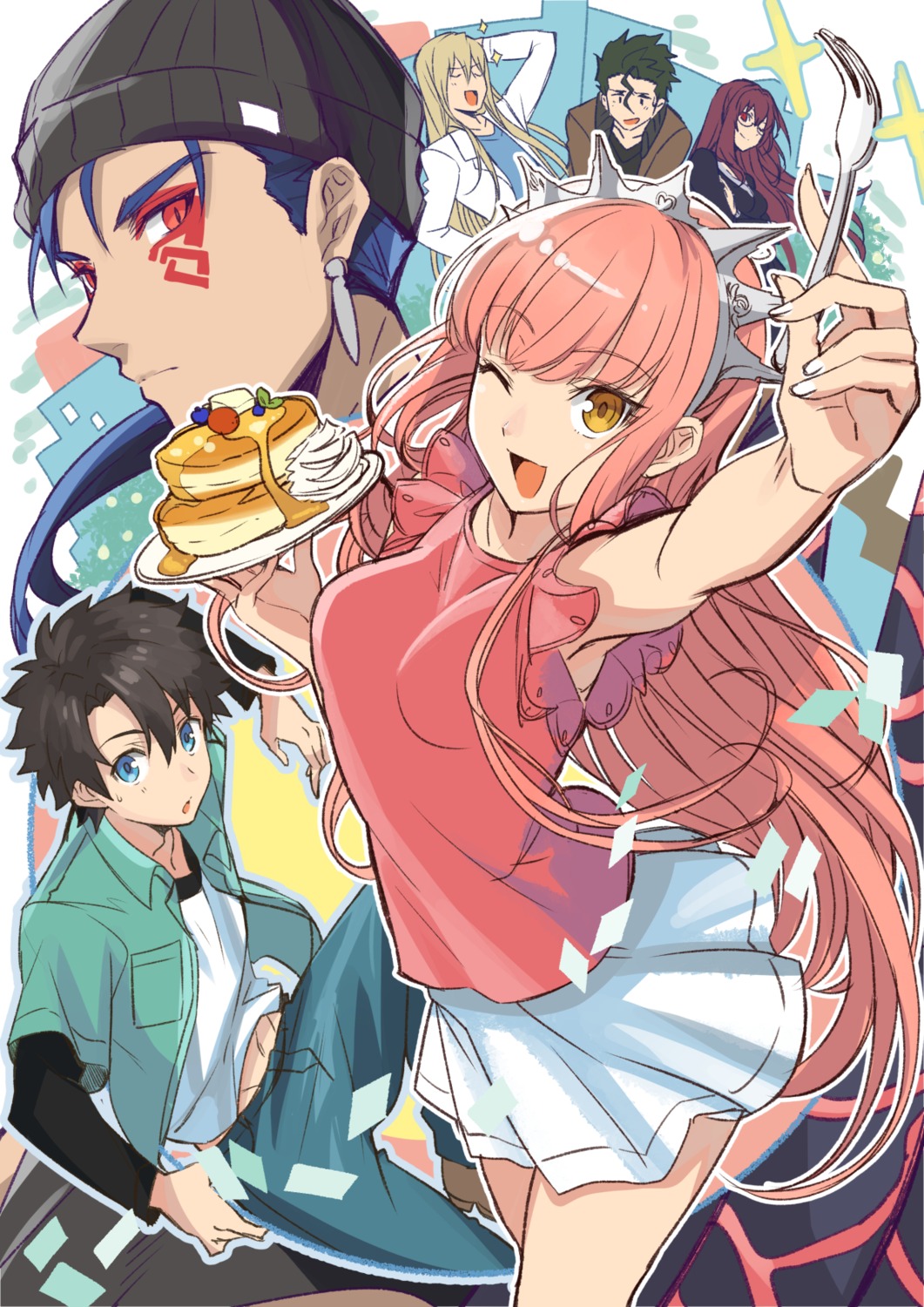 cu_chulainn_alter_(fate), diarmuid_ua_duibhne_(fate), fate/grand_order, fionn_mac_cumhaill_(fate/grand_order), fujimaru_ritsuka_(male), medb_(fate), megane, scathach_(fate)