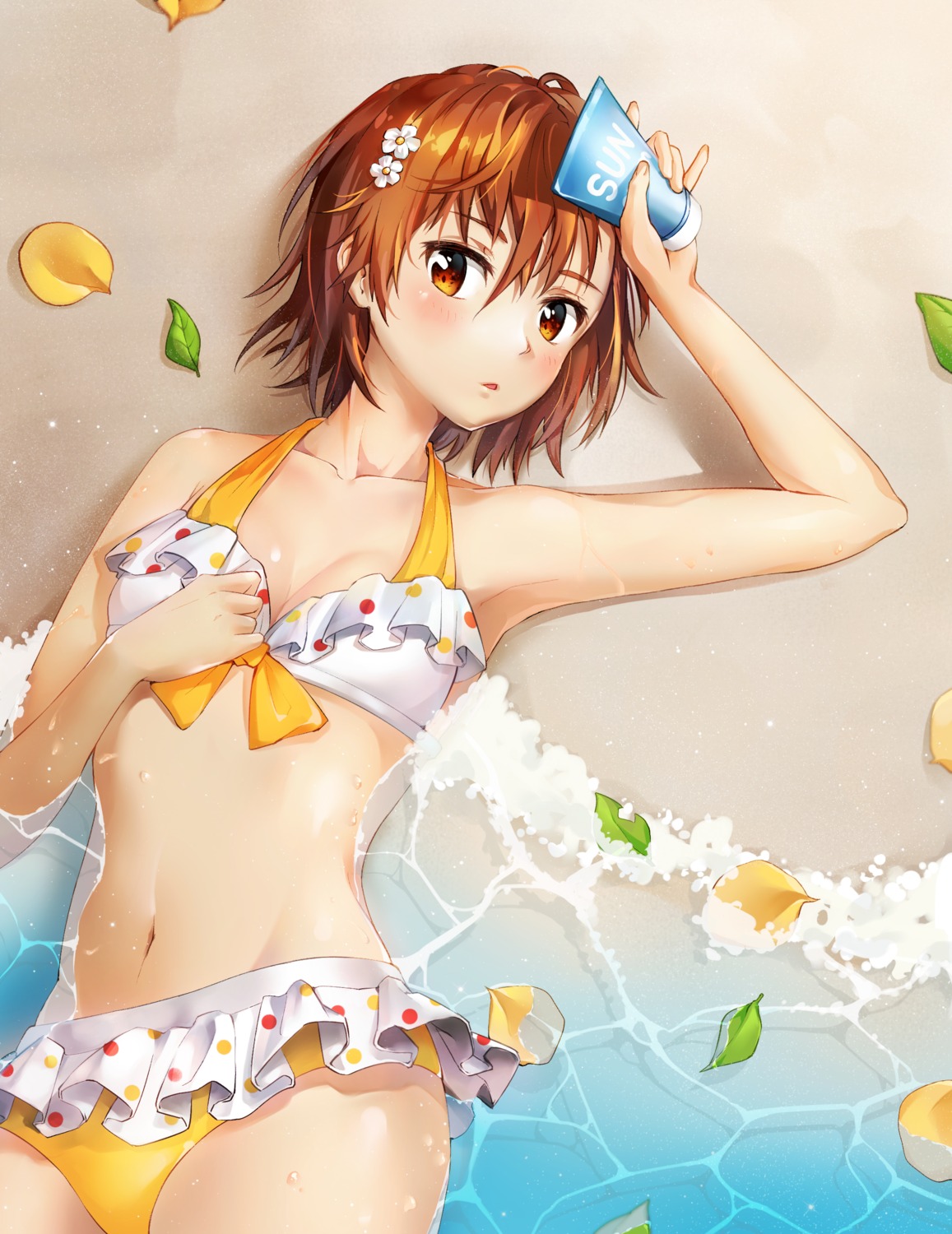 bikini, cleavage, misaka_mikoto, nyamunyamu, swimsuits, toaru_kagaku_no_railgun, toaru_majutsu_no_index, wet