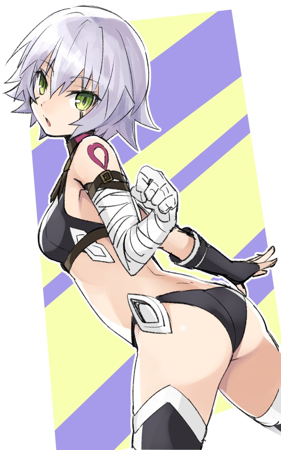 ass, bandages, bikini_armor, fate/apocrypha, fate/stay_night, jack_the_ripper, shimo_(s_kaminaka), tattoo