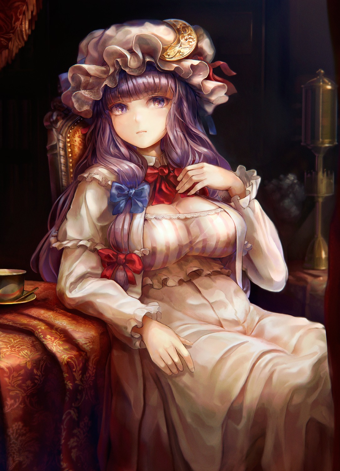 cleavage, dress, patchouli_knowledge, tocope, touhou