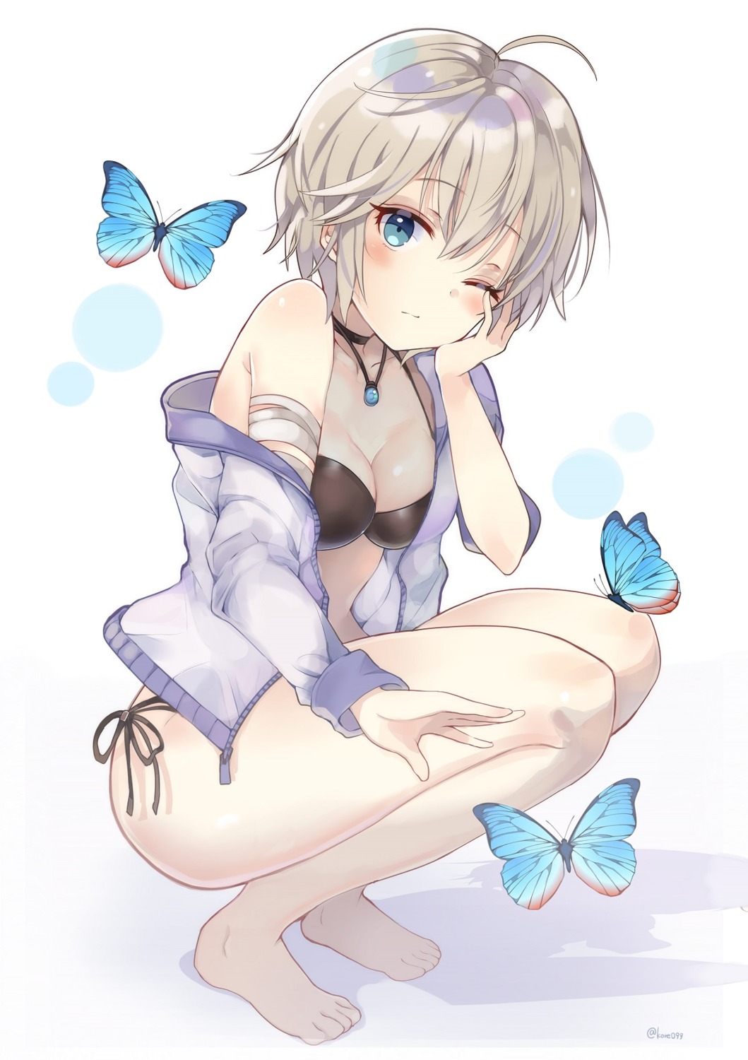anastasia_(idolm@ster), bandages, bikini, cleavage, kyou_hotaru, open_shirt, swimsuits, the_idolm@ster, the_idolm@ster_cinderella_girls