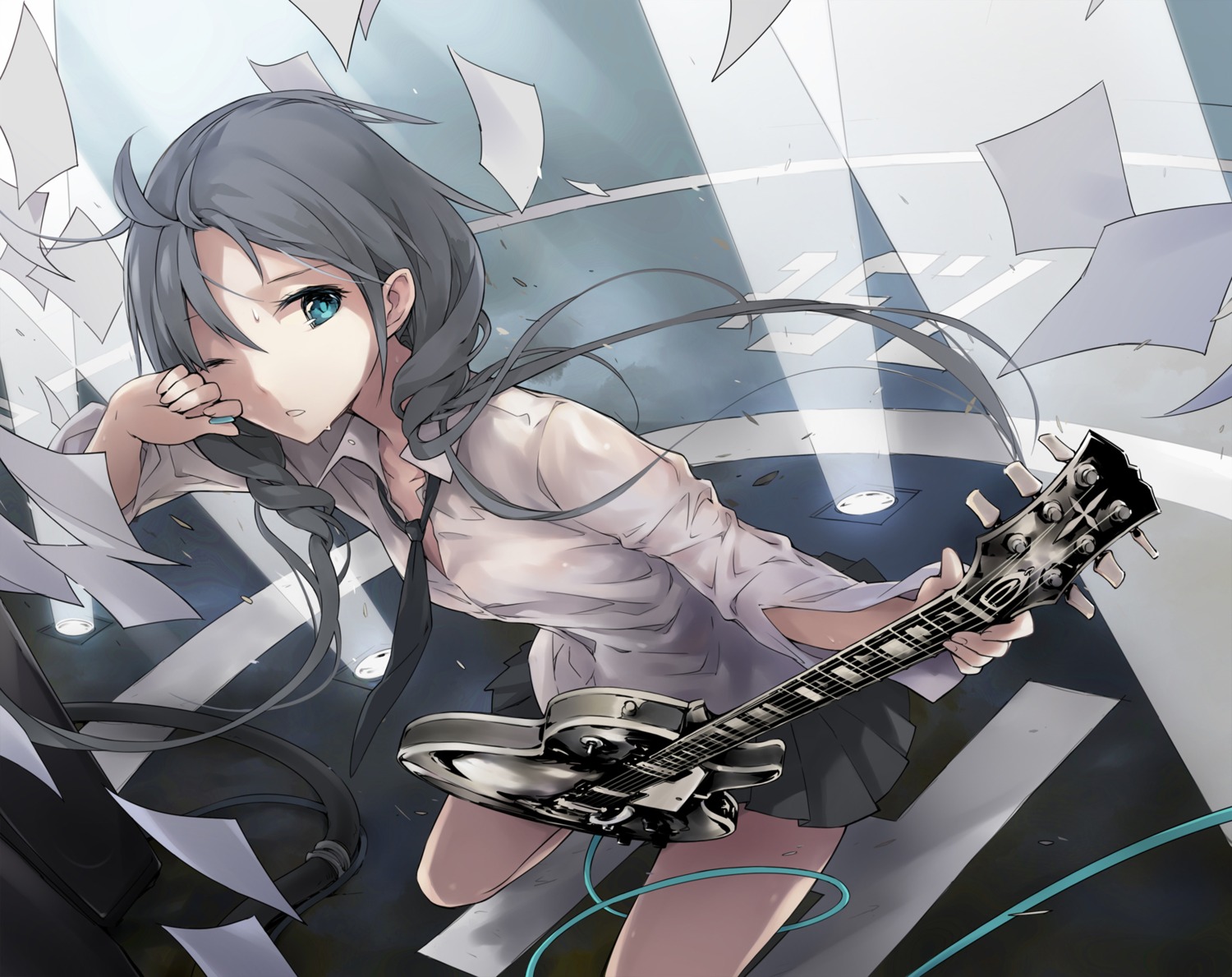 guitar, seifuku, utau, xia_yu_yao, xie_yizhen