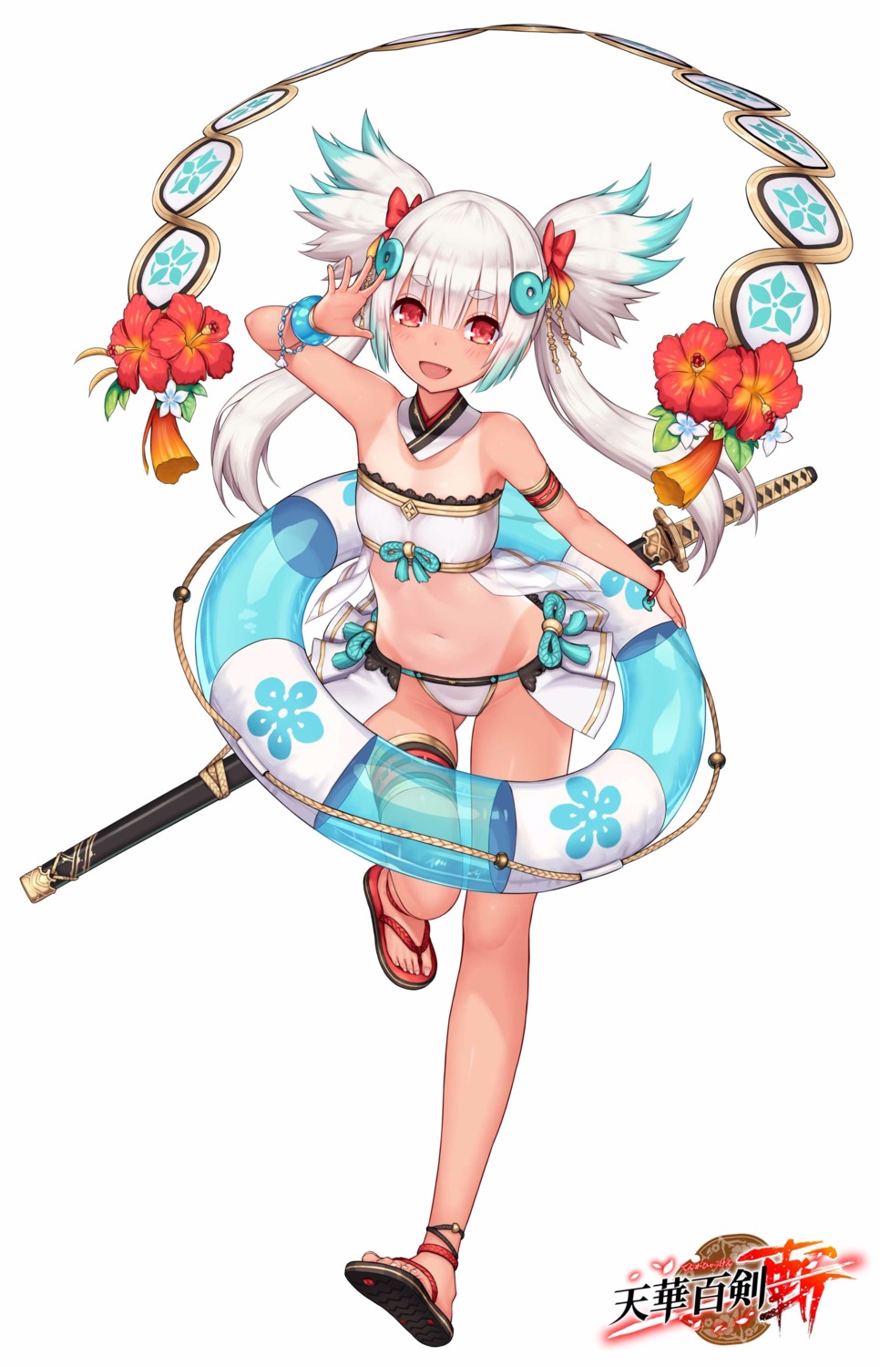 2d, bikini, garter, swimsuits, sword, tenka_hyakken, tsuta_echizen-no-kami_sukehiro