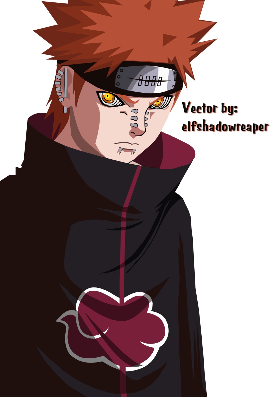 male, naruto, pain, vector_trace, watermark