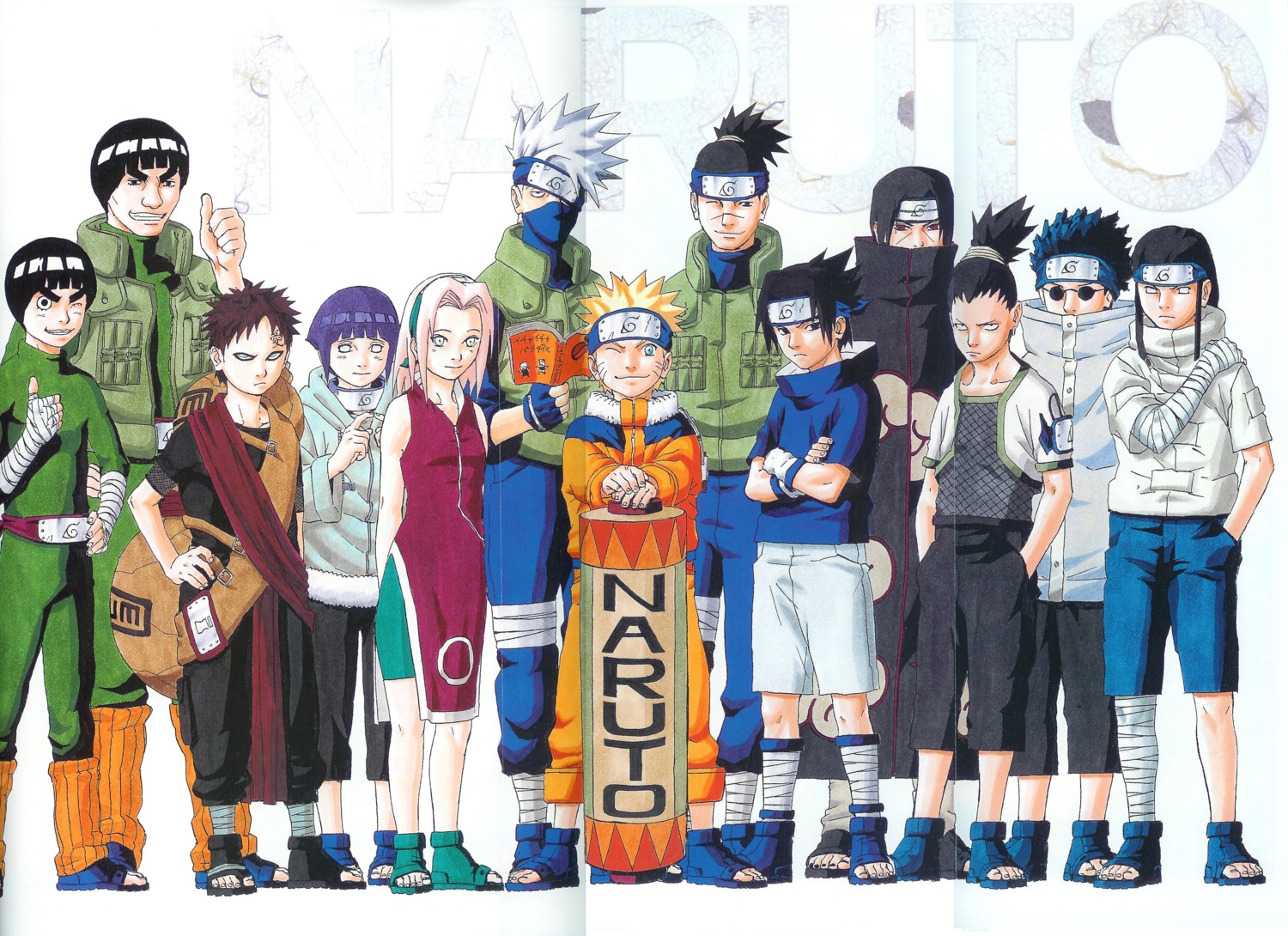 aburame_shino, gaara, haruno_sakura, hatake_kakashi, hyuuga_hinata, hyuuga_neji, kishimoto_masashi, maito_gai