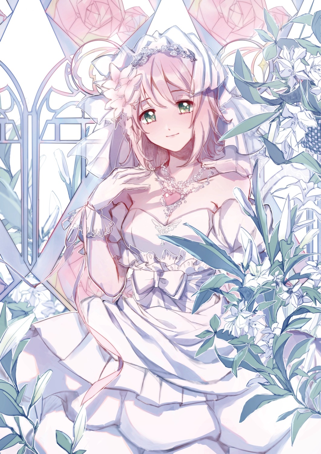 cleavage, dress, estellise_sidos_heurassein, mao_(akari), tales_of, tales_of_vesperia, wedding_dress