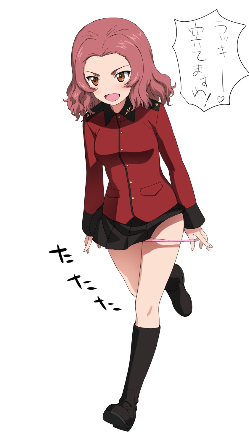 a1, girls_und_panzer, initial-g, panty_pull, rosehip, uniform