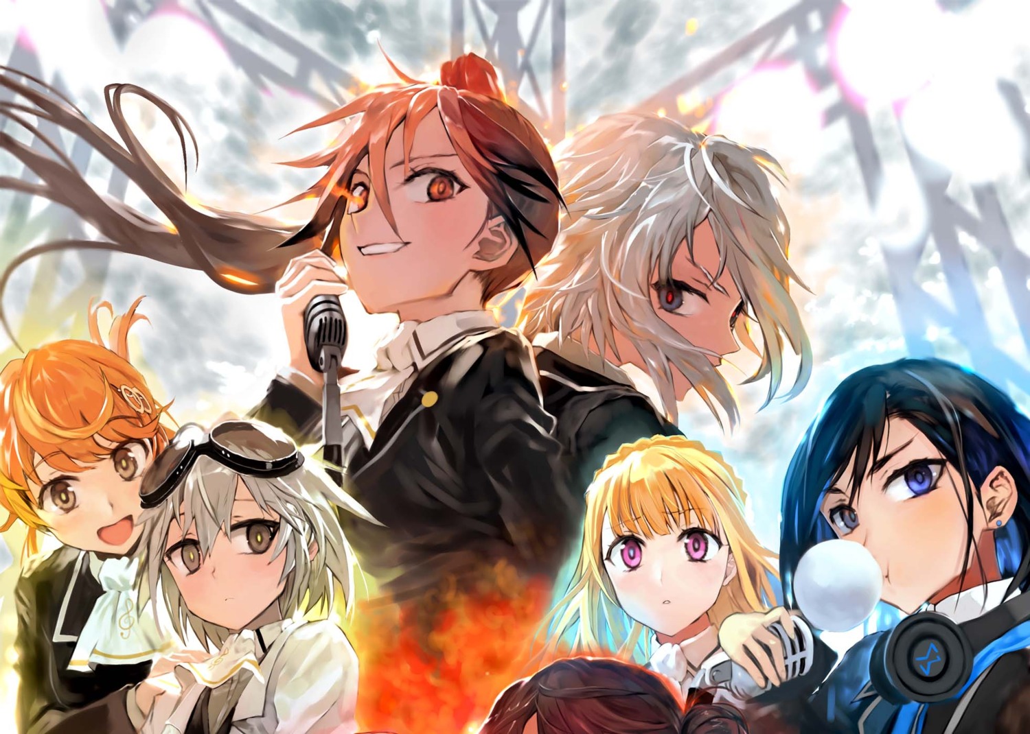 headphones, hirai_kana, liverevolt, miyashiro_rina, noda_kokomi, seifuku, seto_marine, shiraishi_madoka