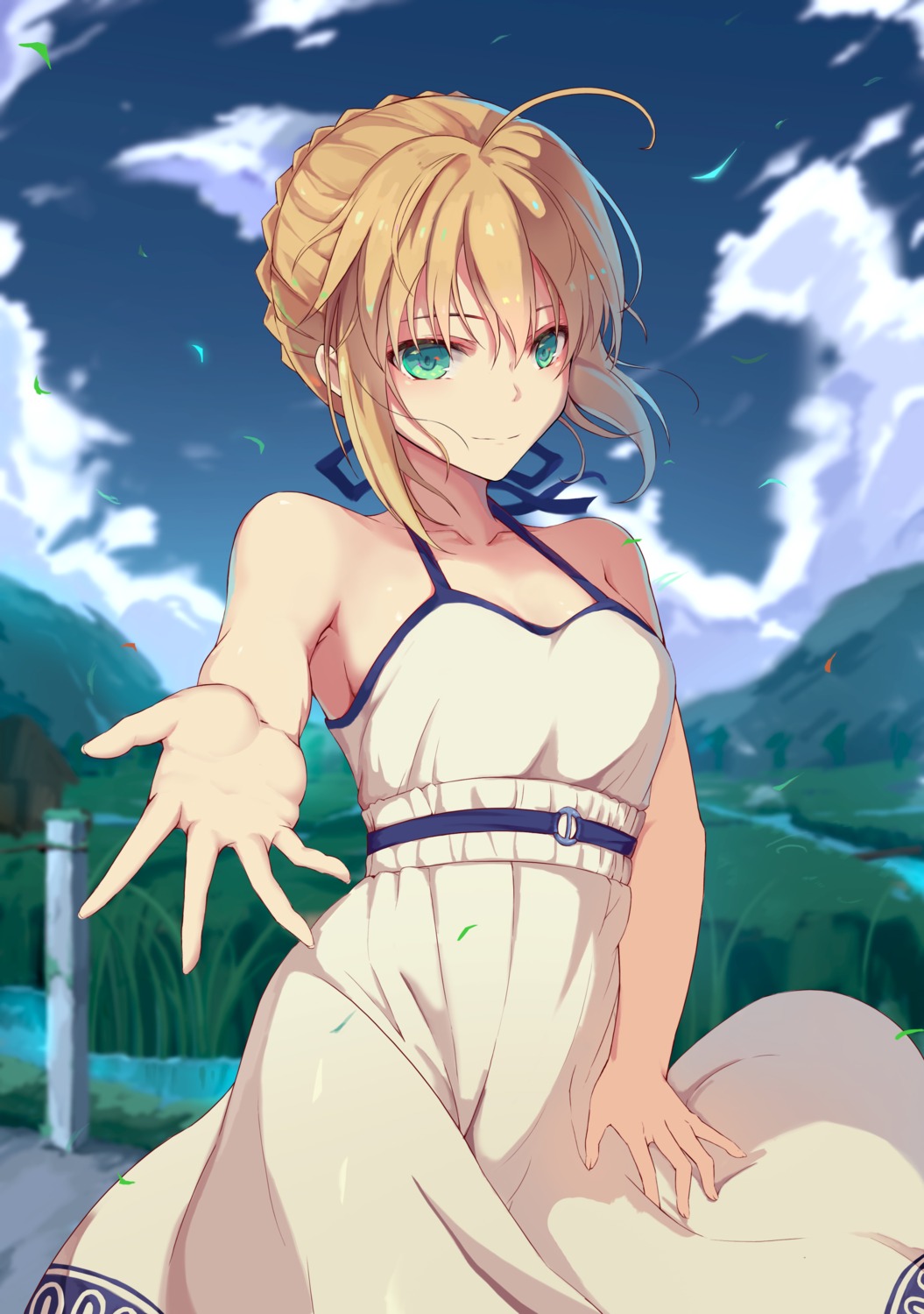artoria_pendragon_(fate), cleavage, dress, fate/stay_night, rafael-m, summer_dress
