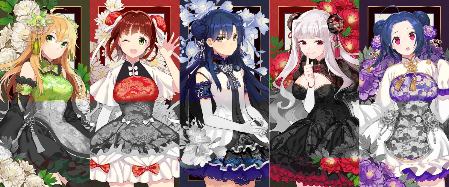 72producer, amami_haruka, asian_clothes, cleavage, dress, hoshii_miki, kisaragi_chihaya, miura_azusa, shijou_takane, the_idolm@ster