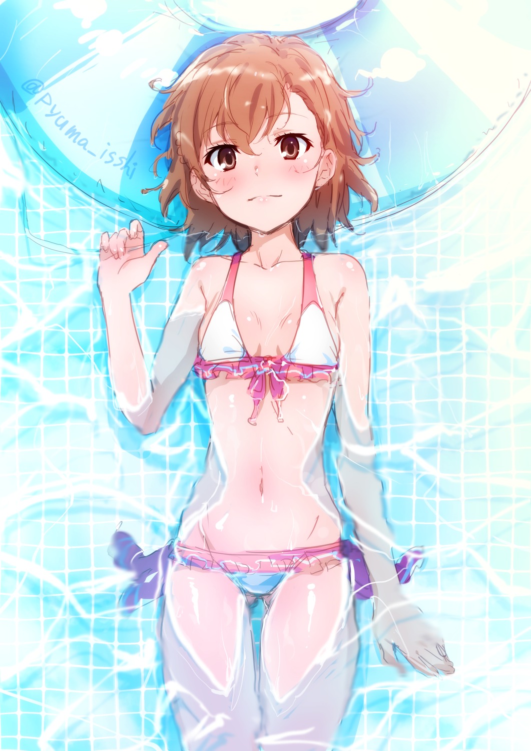 bikini, misaka_mikoto, puma_(hyuma1219), swimsuits, toaru_kagaku_no_railgun, toaru_majutsu_no_index, wet