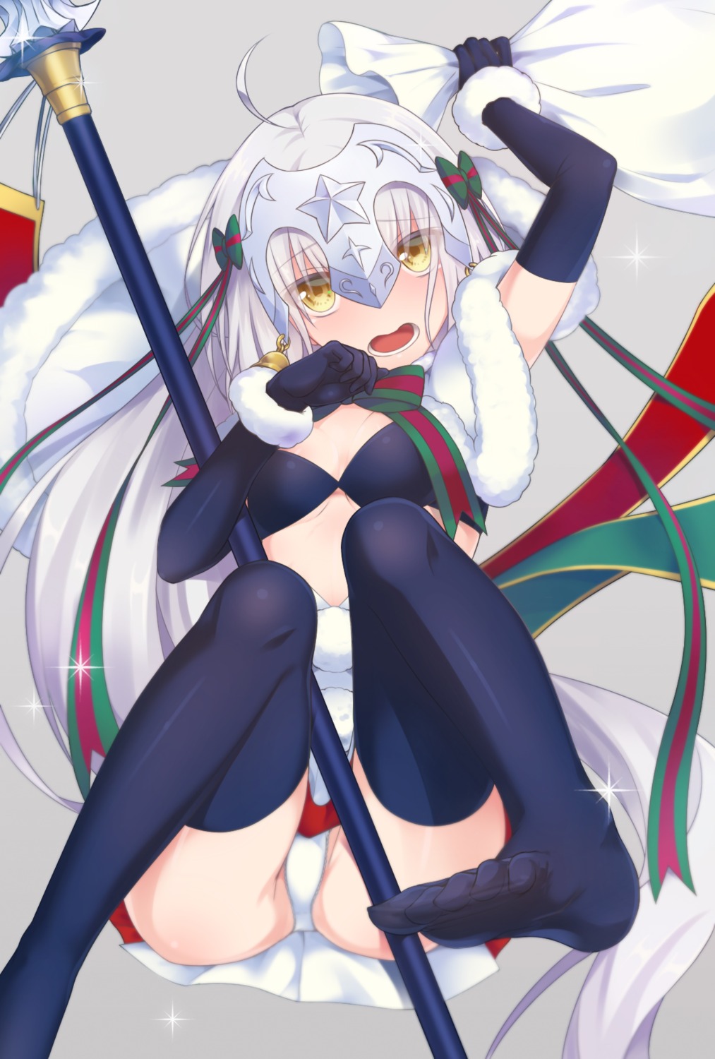 bra, fate/grand_order, feet, jeanne_d'arc_alter_santa_lily, pantsu, thighhighs, toujou_masateru, weapon