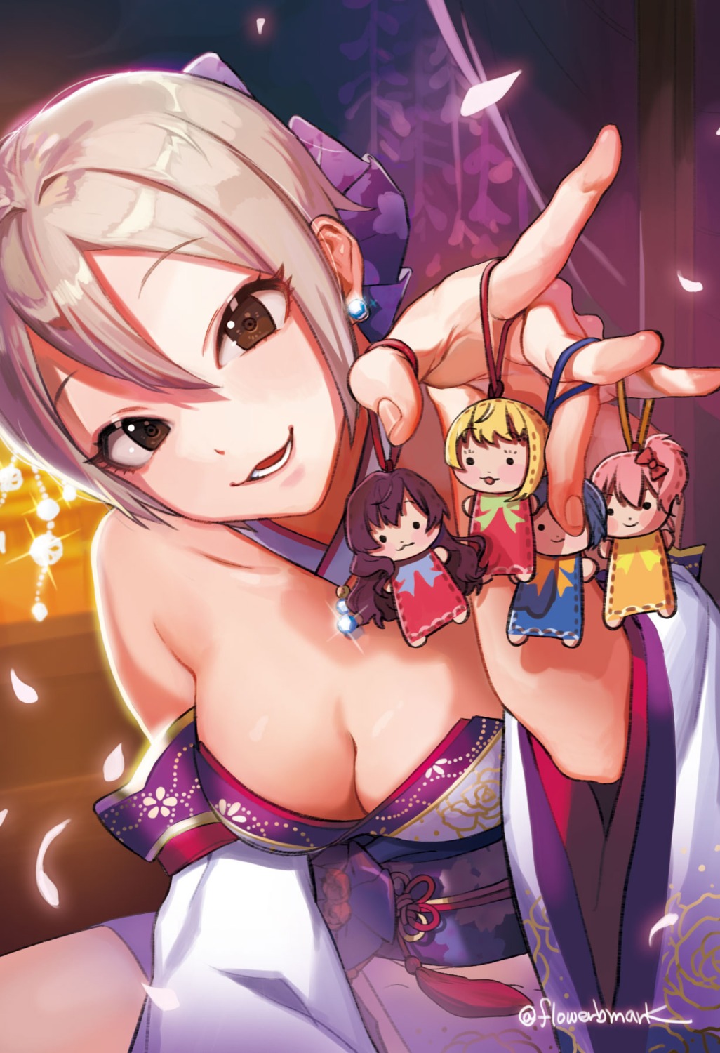 cleavage, hana_shiori, japanese_clothes, shiomi_shuuko, the_idolm@ster, the_idolm@ster_cinderella_girls