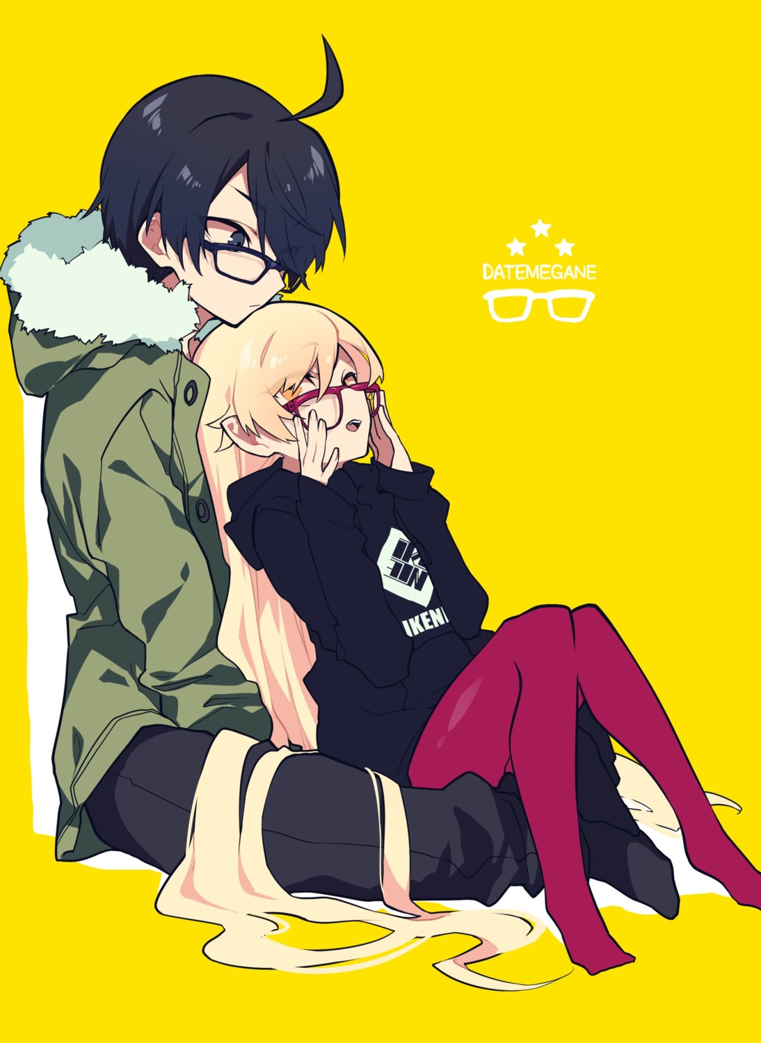 araragi_koyomi, bakemonogatari, megane, mochizuki_kei, monogatari_(series), oshino_shinobu, pantyhose