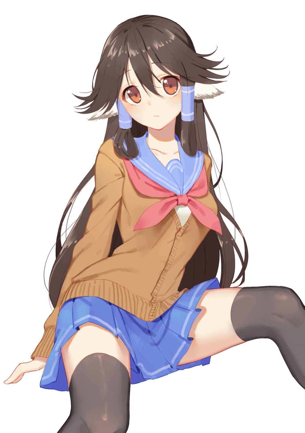 animal_ears, aruruu, goumudan, seifuku, sweater, thighhighs, utawarerumono, utawarerumono_itsuwari_no_kamen