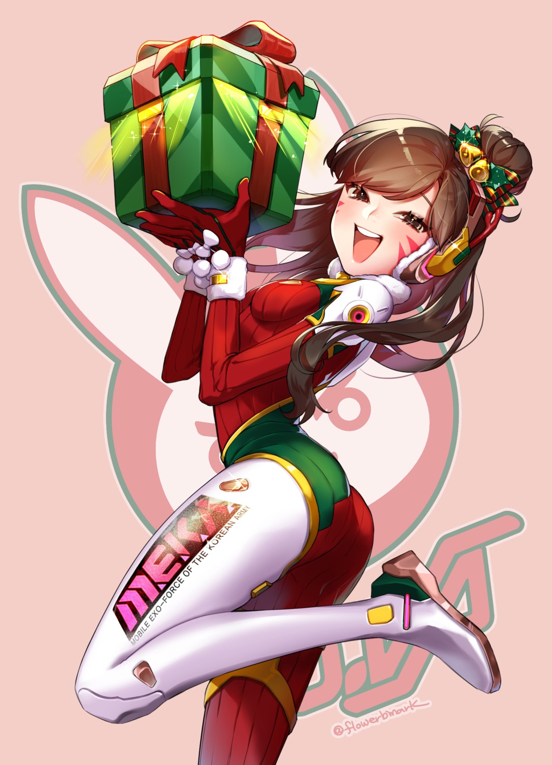 bodysuit, christmas, d.va, hana_shiori, overwatch