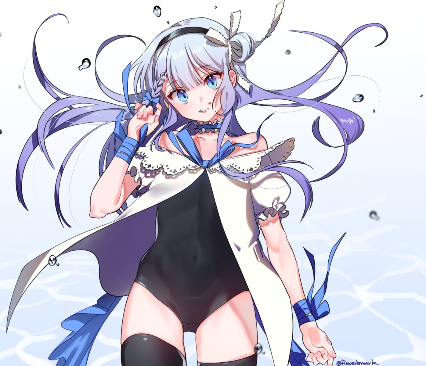 hana_shiori, swimsuits, thighhighs