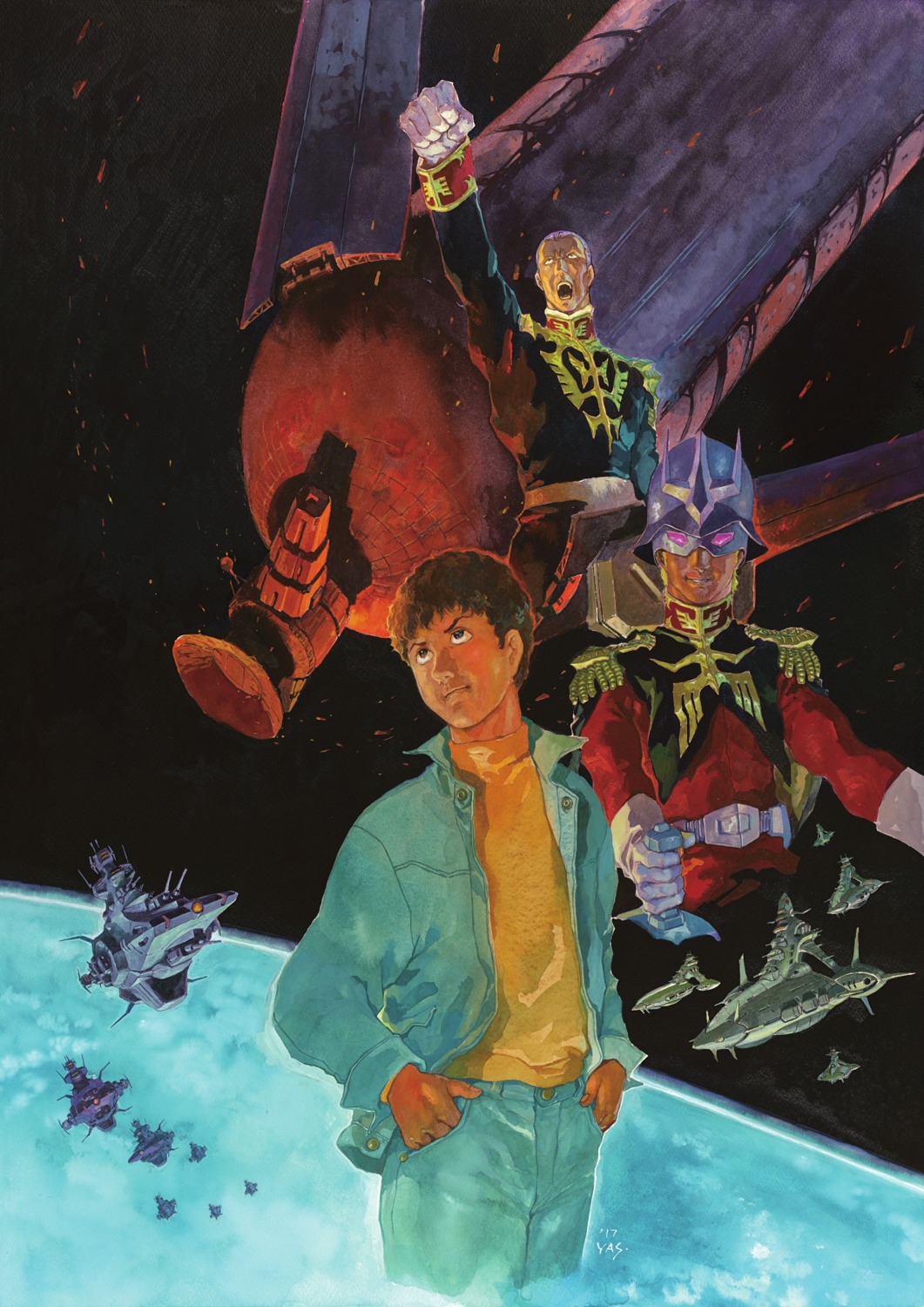 amuro_ray, char_aznable, gihren_zabi, gundam, gundam_the_origin, male, yasuhiko_yoshikazu