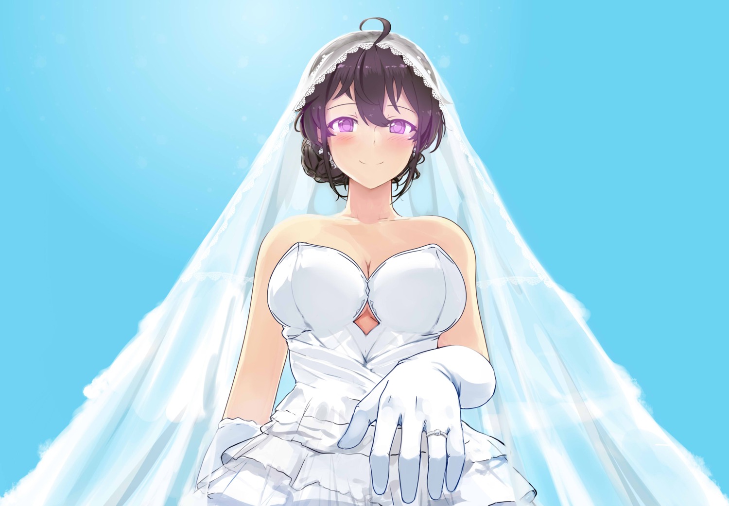 beifeng_han, cleavage, dress, miyaura_sanshio, wedding_dress