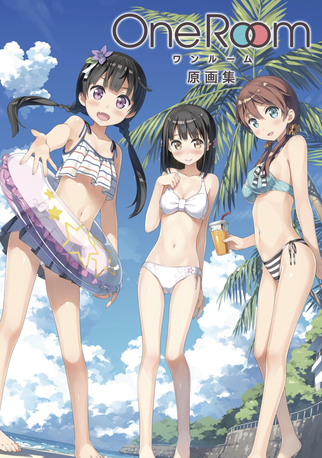 aoshima_moka, bikini, digital_version, hanasaka_yui, jpeg_artifacts, kantoku, momohara_natsuki, one_room